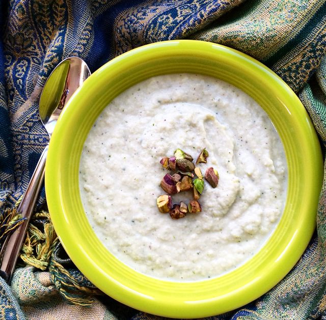 Cauliflower Pistachio Vegan Soup Recipe