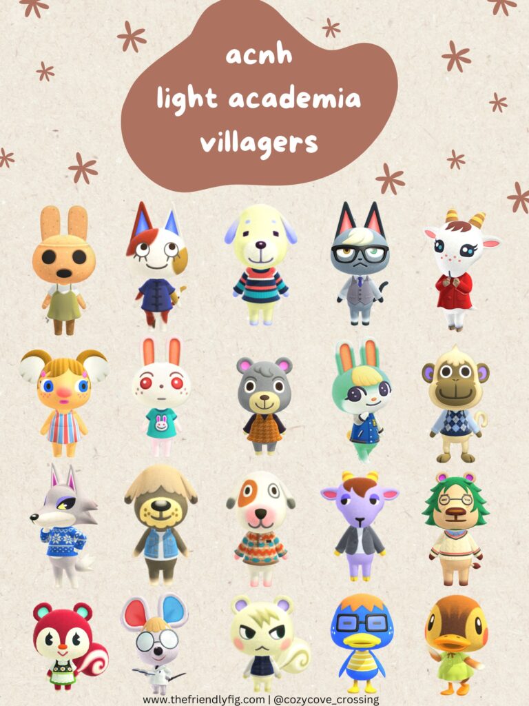 Animal Crossing Light Academia Villagers