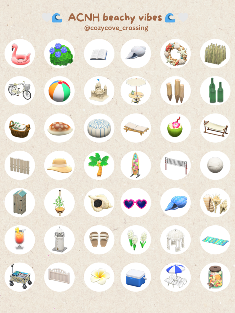 ACNH Beachy Item Guide