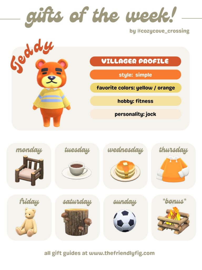 ACNH Gifts for Teddy