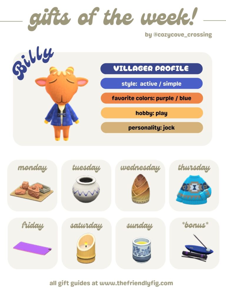 ACNH Gifts for Billy