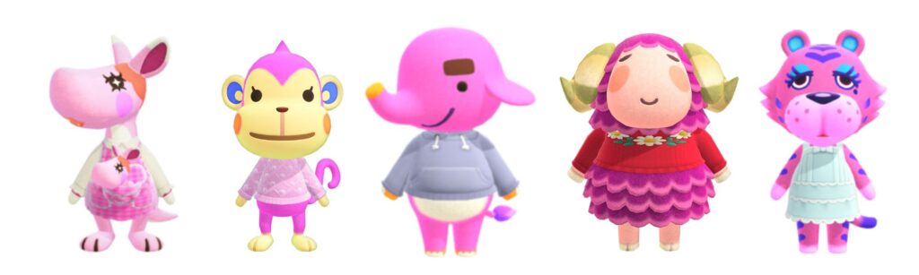 pink animal crossing villagers