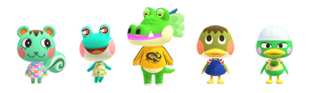 green animal crossing villagers