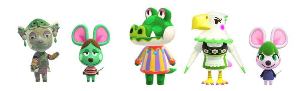 green animal crossing villagers