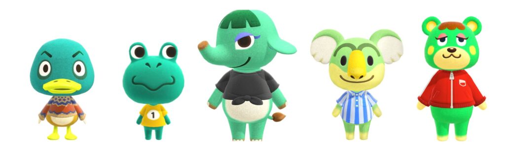 green animal crossing villagers
