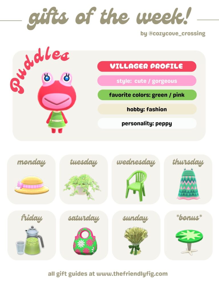 ACNH gifts for Puddles