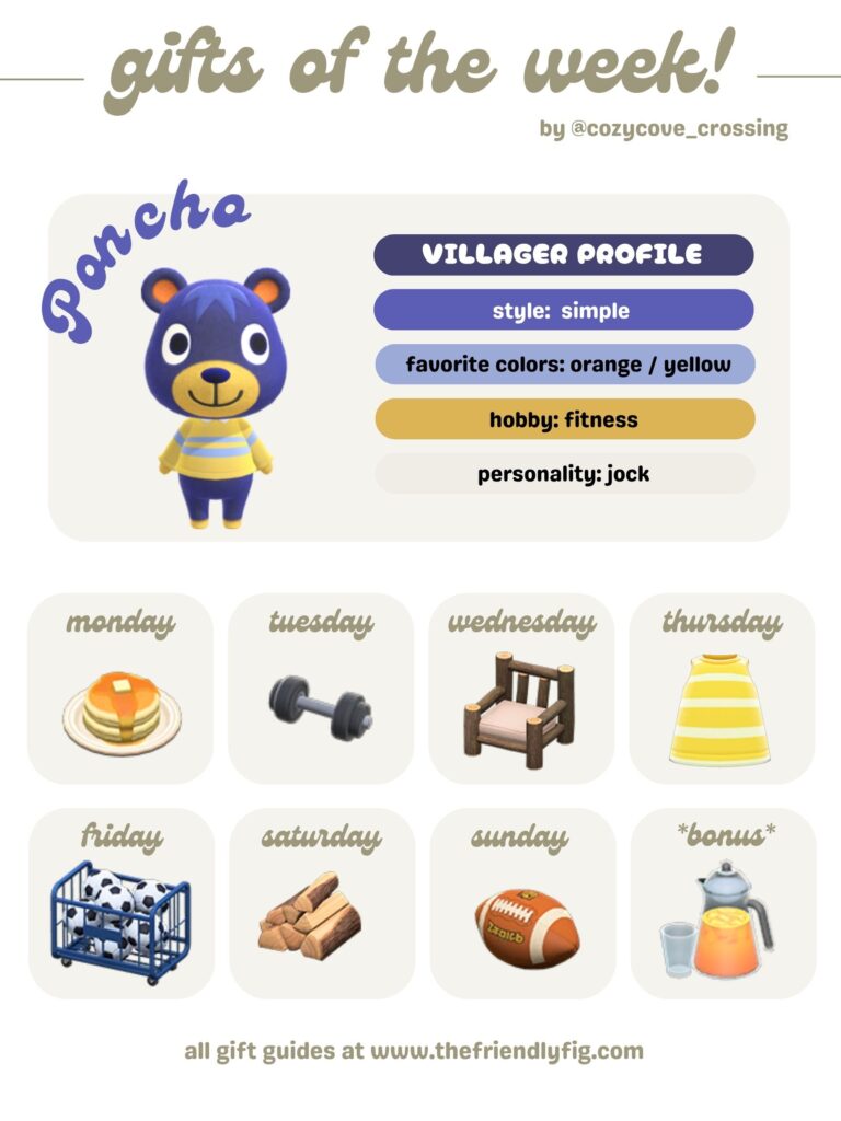 ACNH gifts for Poncho