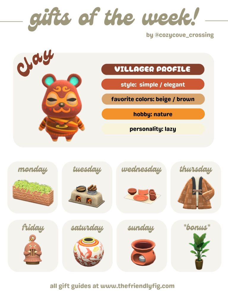 ACNH gifts for Clay