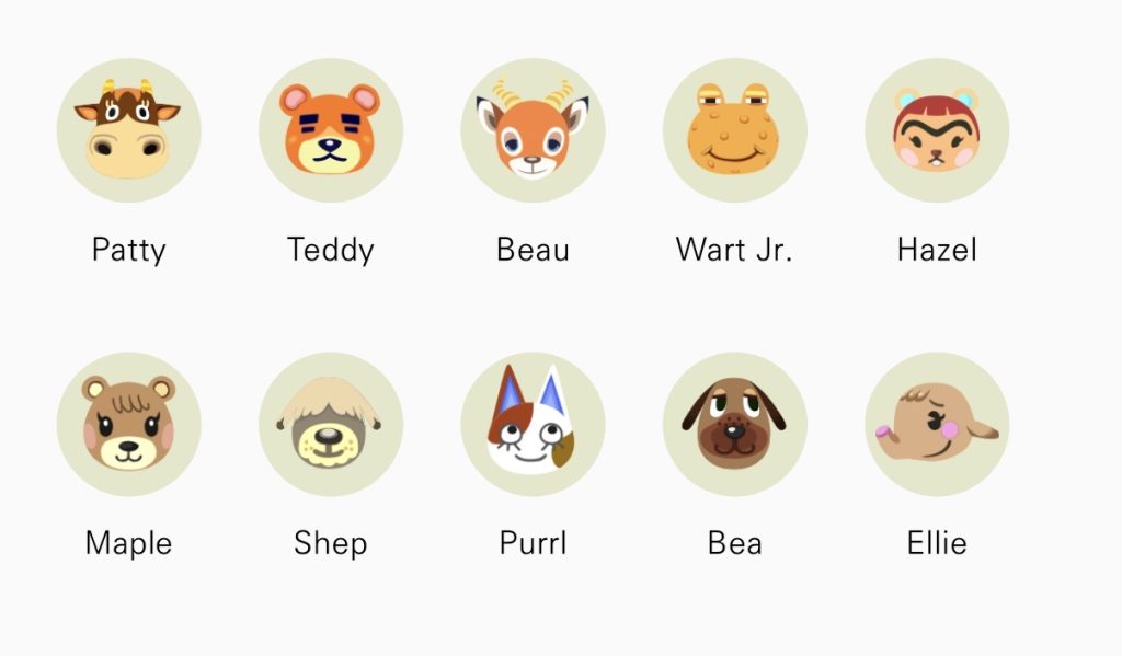 Cottagecore Island Villager Lineup