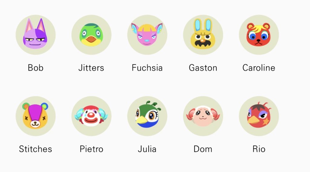 Rainbow Island Villager Lineup