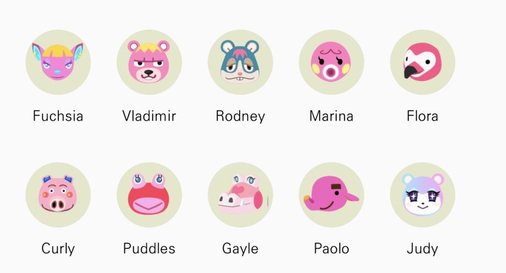 Pink Island Villager Lineup