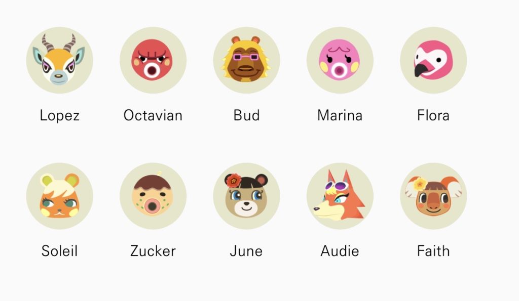Beach / Tropical Island Villager Lineup