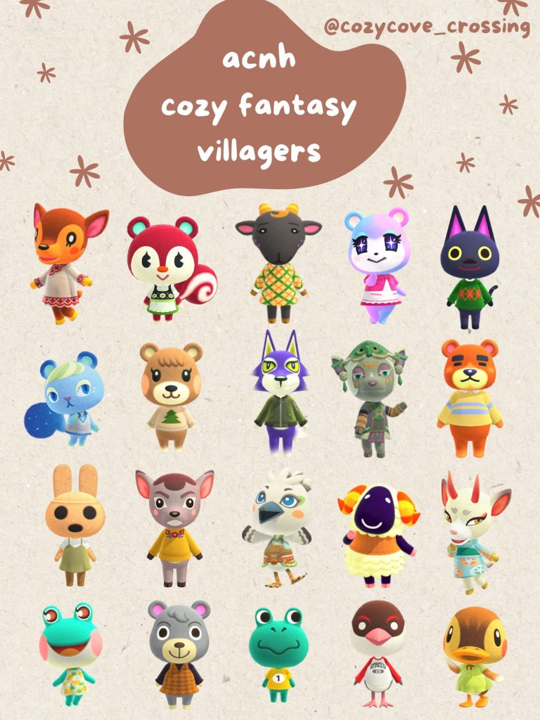 cozy fantasy animal crossing villagers